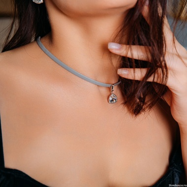 Колье Fiore Luna, Crystal / Grey Leather